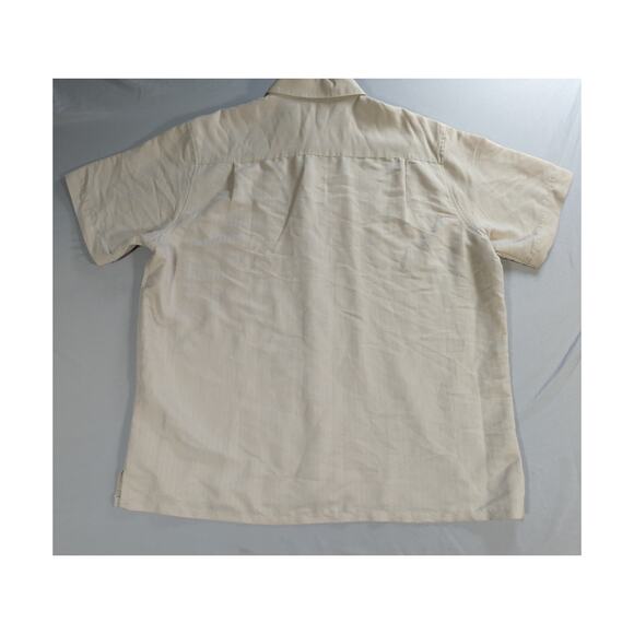 A|XIST Mens XL Short Sleeve Button Up Shirt Beige Modal Blend Casual Soft - Picture 11 of 12